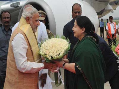 PM Modi reaches Chennai, to hold talks with Jayalalithaa