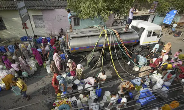Delhi water crisis: Long queues continue to form at tankers across city