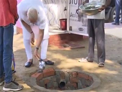 Narendra Modi Varanasi visit Day 2: PM lays foundation stone for toilet under Swachh Bharat Abhiyan