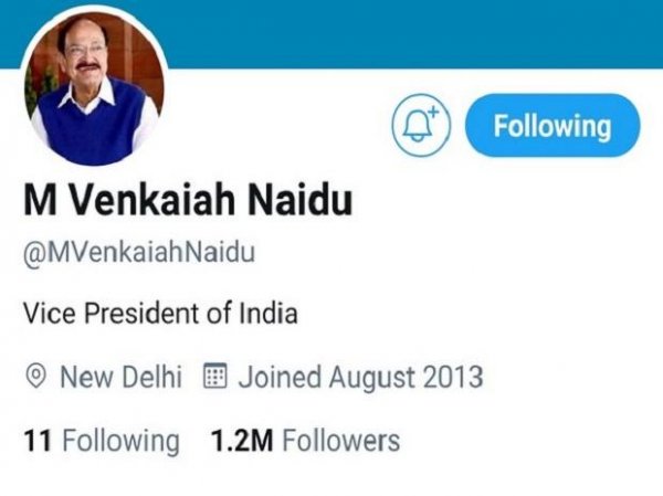 Twitter removes blue badge from Venkaiah Naidu's personal verified account