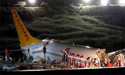 Turkey: Plane crashes after skidding off wet runway in Istanbul; 3 dead, 179 injured