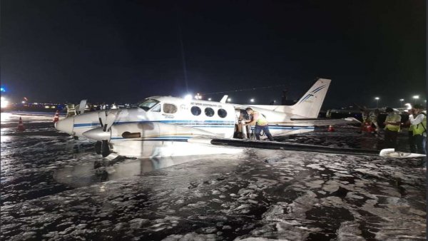 Air ambulance lands on belly at Mumbai airport after losing wheel
